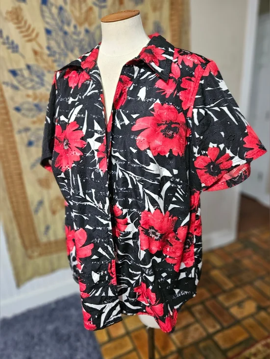 Kim Rogers Floral Top 1X - Picture 1 of 4